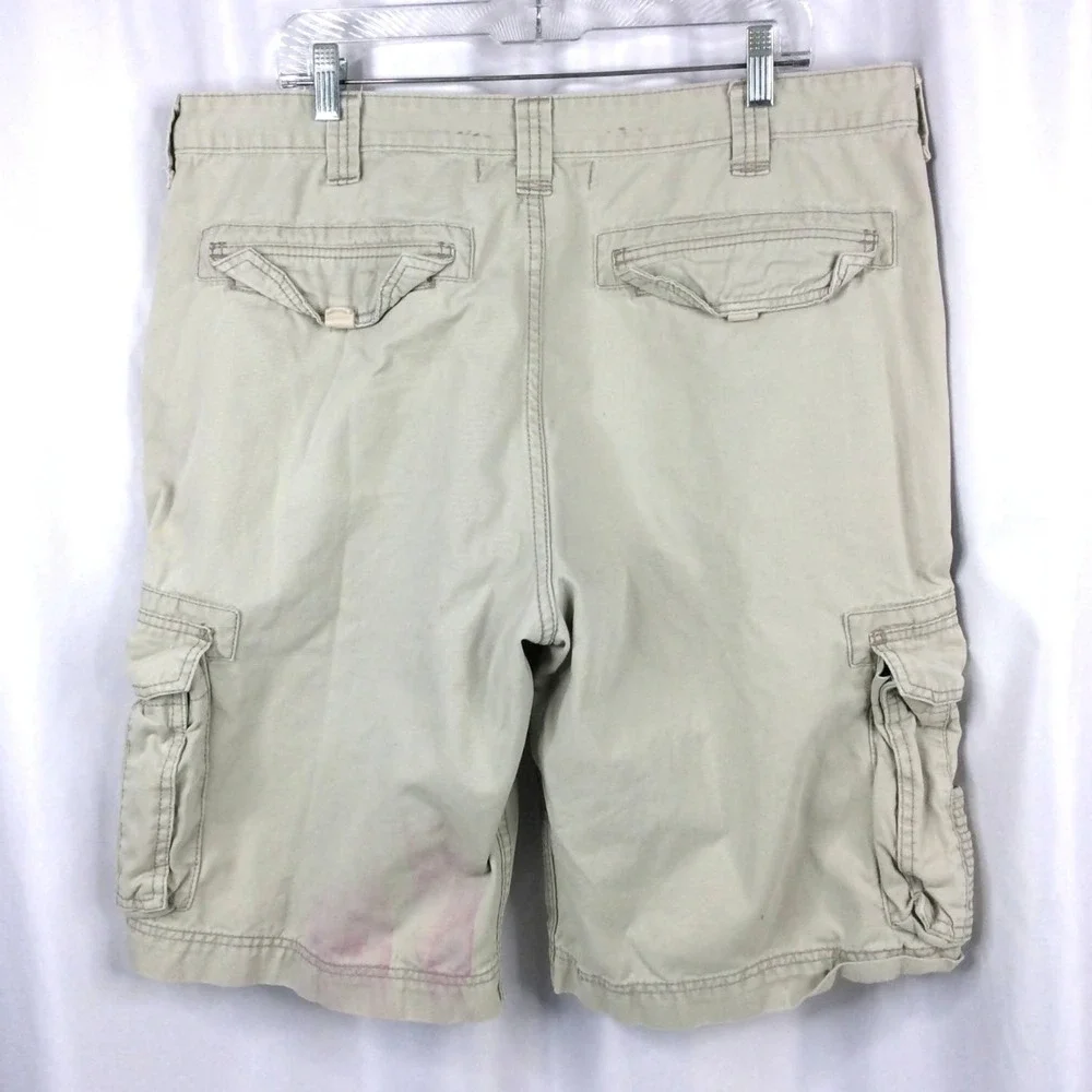 Levi's Strauss Signature Cargo Shorts Mens 38 Beige Heavy Duty Cotton 12